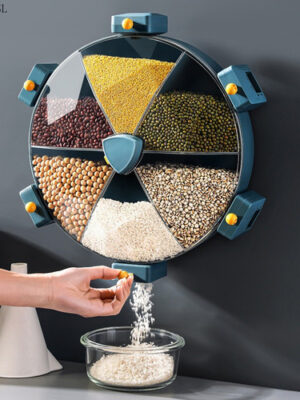 Dispensador Granos Cereal Pared Giratorio Rueda Multigranos