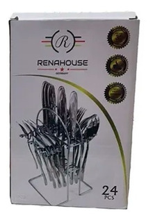 Juego Cubiertos Renahouse 24 Pcs Acero Inoxidable Con Base